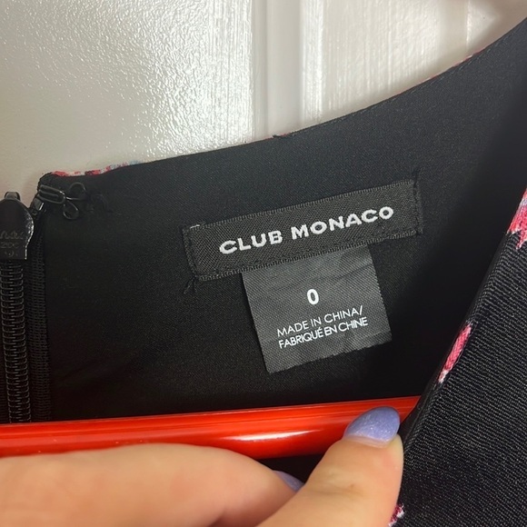 Club Monaco Floral Teodora Cold-Shoulder Dress Black Size 0 - Picture 7 of 16